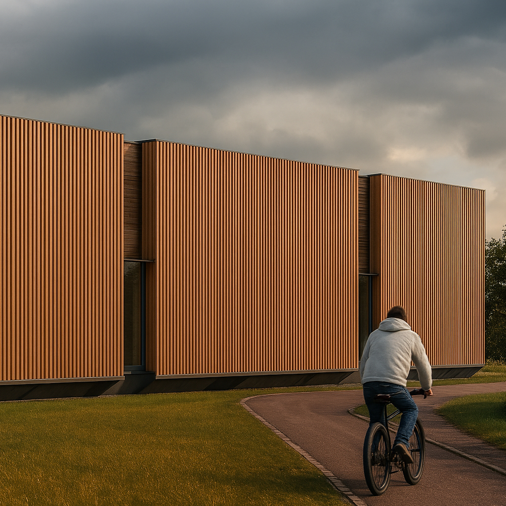 En este concurso de Recon Arquitectura, propusimos un edificio masivo pero apoyado livianamente sobre el suelo para la construcción de una bolera