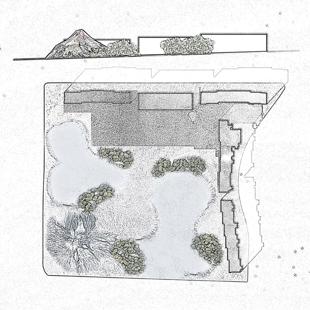 Un maar es un lugar de exuberante naturaleza, como el proyecto que propusimos en Recon Arquitectura para concurso en este emblemático hotel de Tenerife