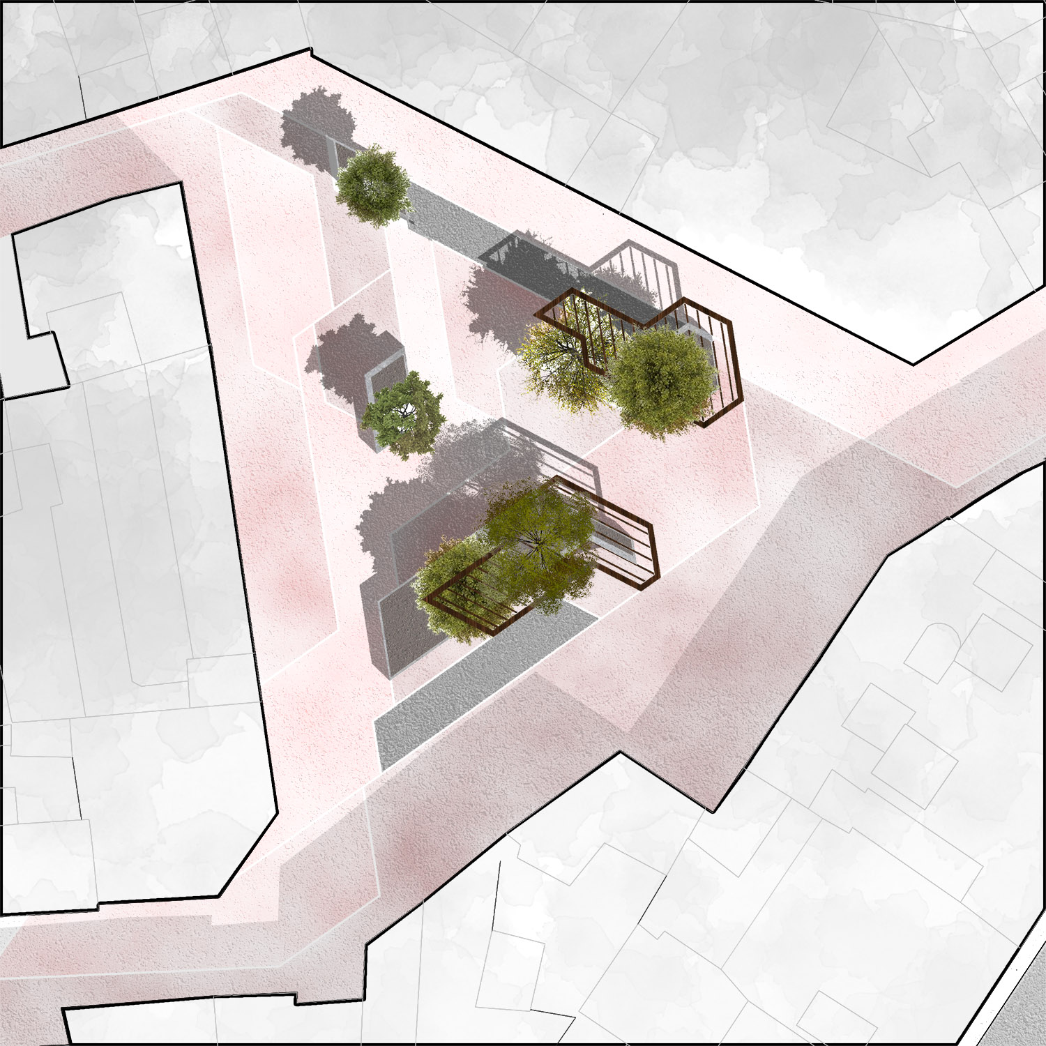 Servirse de la geometría triangular de la plaza Pedro Alcántara para desarrollar el proyecto fue la génesis de esta propuesta de Recon Arquitectura