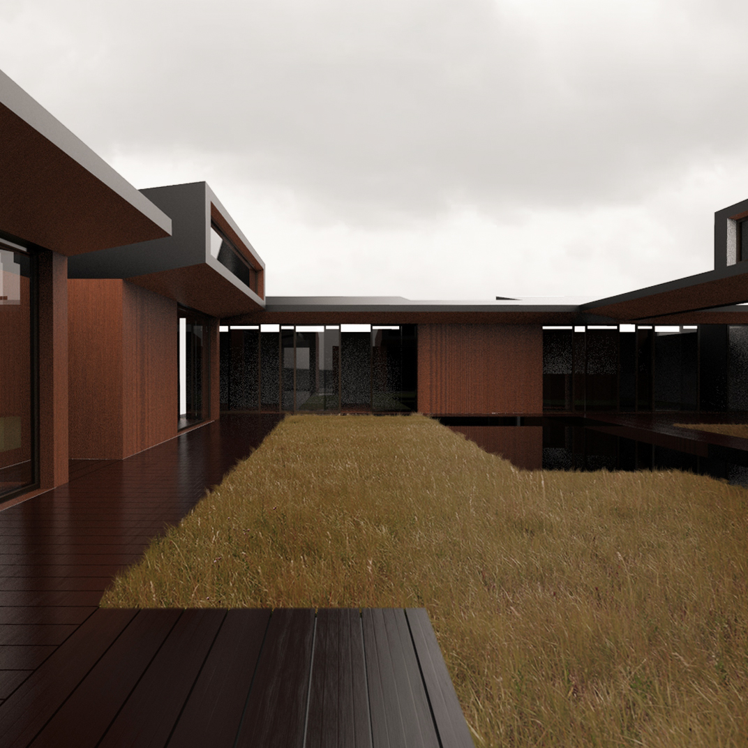 Casa modular propuesta por Recon Arquitetura en torno al patio como unidad esencial de la organización