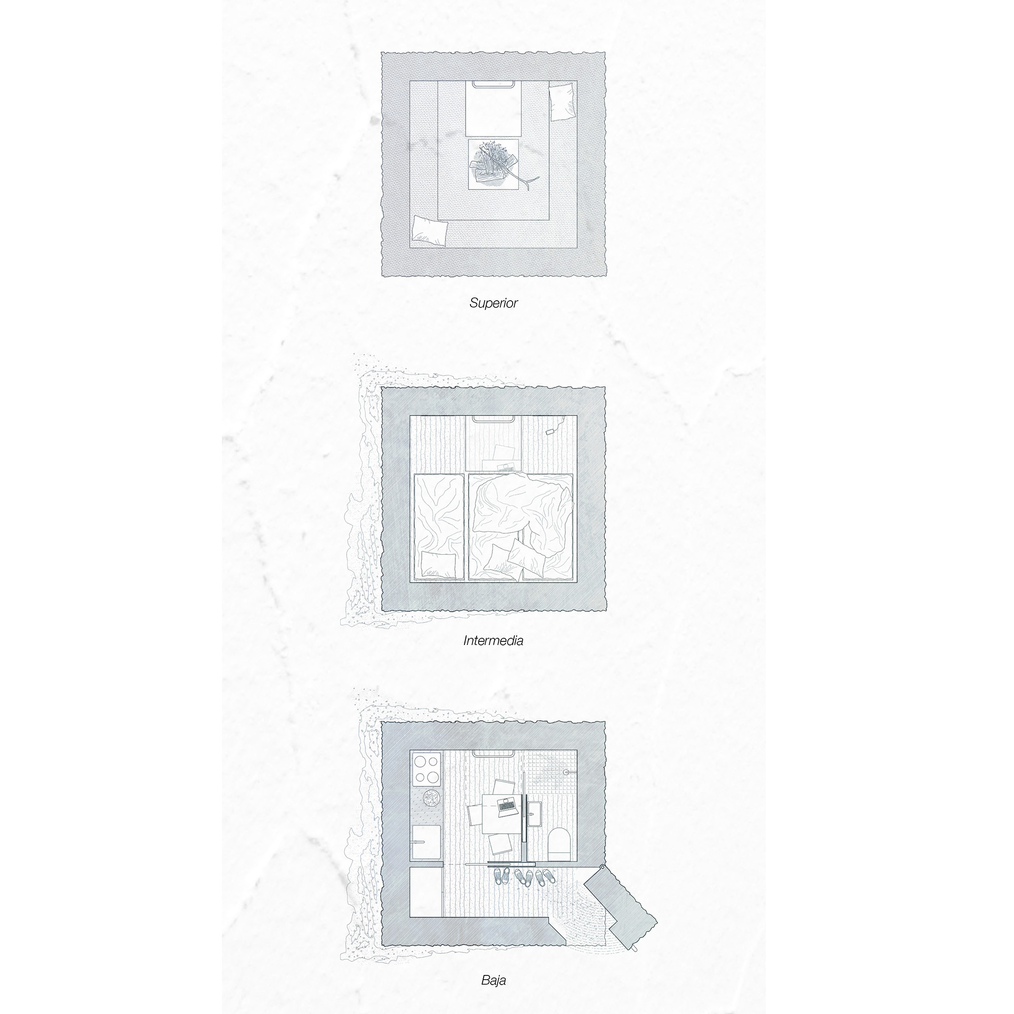 A la deriva es un refugio mínimo propuesto por Recon Arquitectura en el salar de Uyuni, en la certeza de que en la asunción de la condición hostil del lugar está su belleza