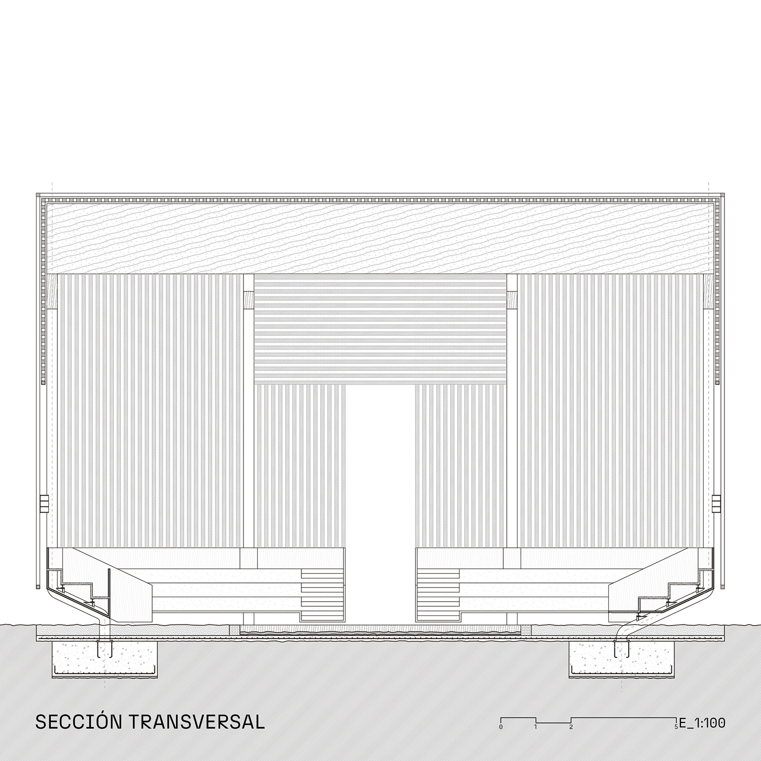 En este concurso de Recon Arquitectura, propusimos un edificio masivo pero apoyado livianamente sobre el suelo para la construcción de una bolera