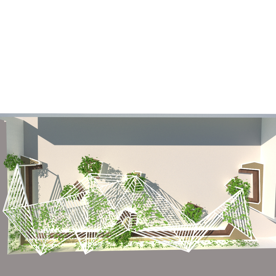 Recon Arquitectura, en colaboración con un estudio de Vinaroz, propuso esta pérgola para la regeneración de la plaza del mercado