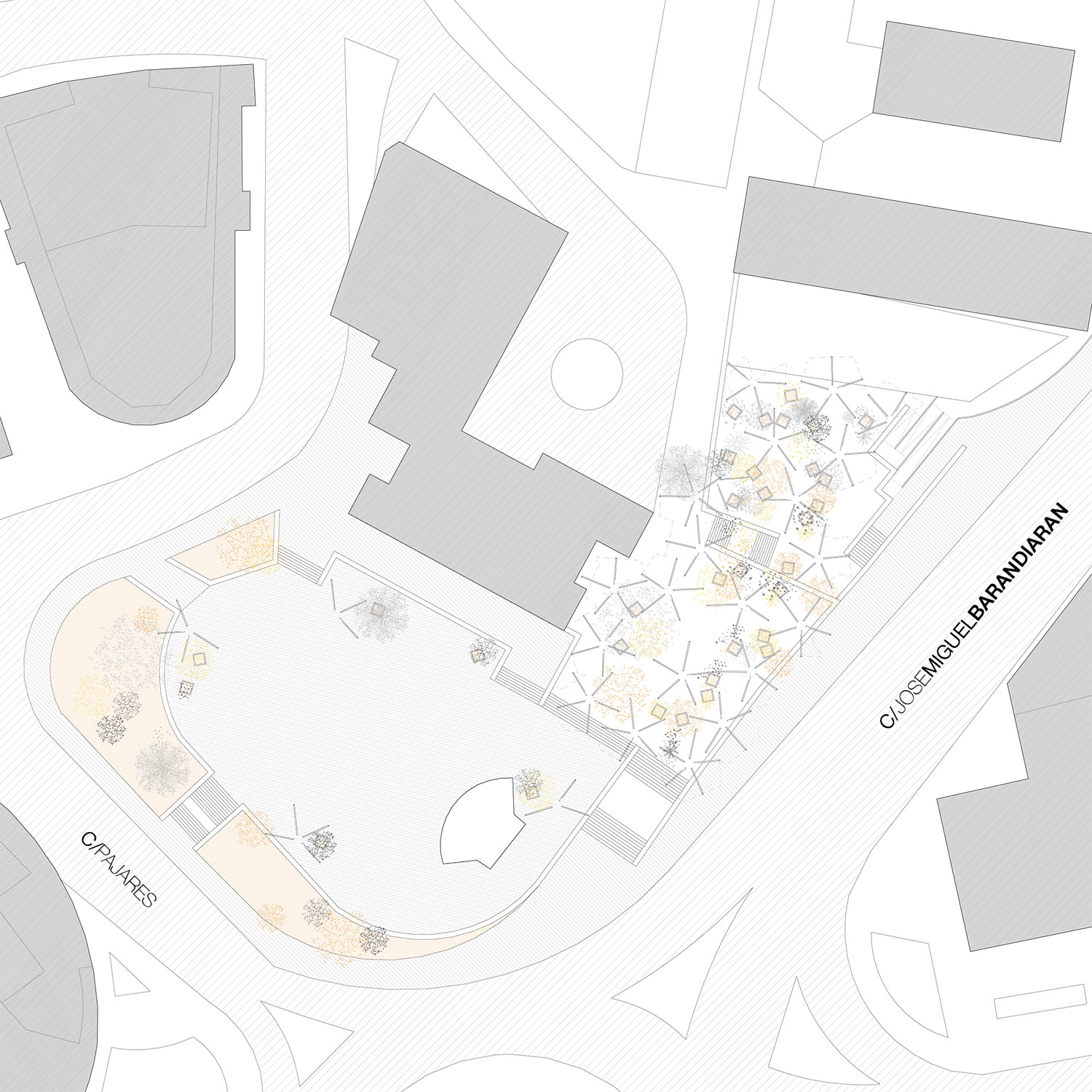 Renaturalizar la plaza y buscar el retorno de la zona a sus orígenes naturales fue el objetivo en este concurso de Recon Arquitectura