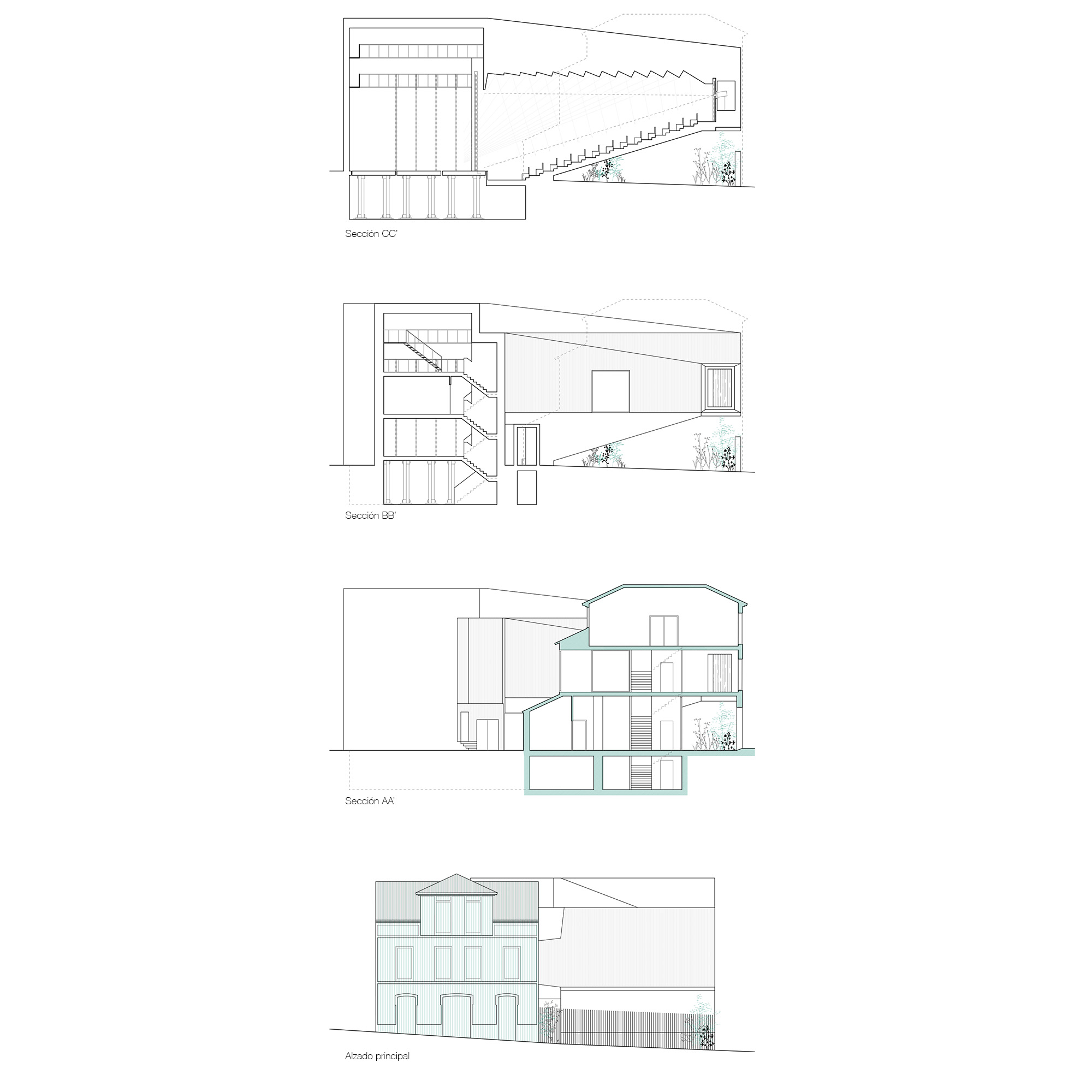 En este concurso de Recon Arquitectura, se trataba de proyectar una ampliación para un centro cultura, dignificando el edificio existente