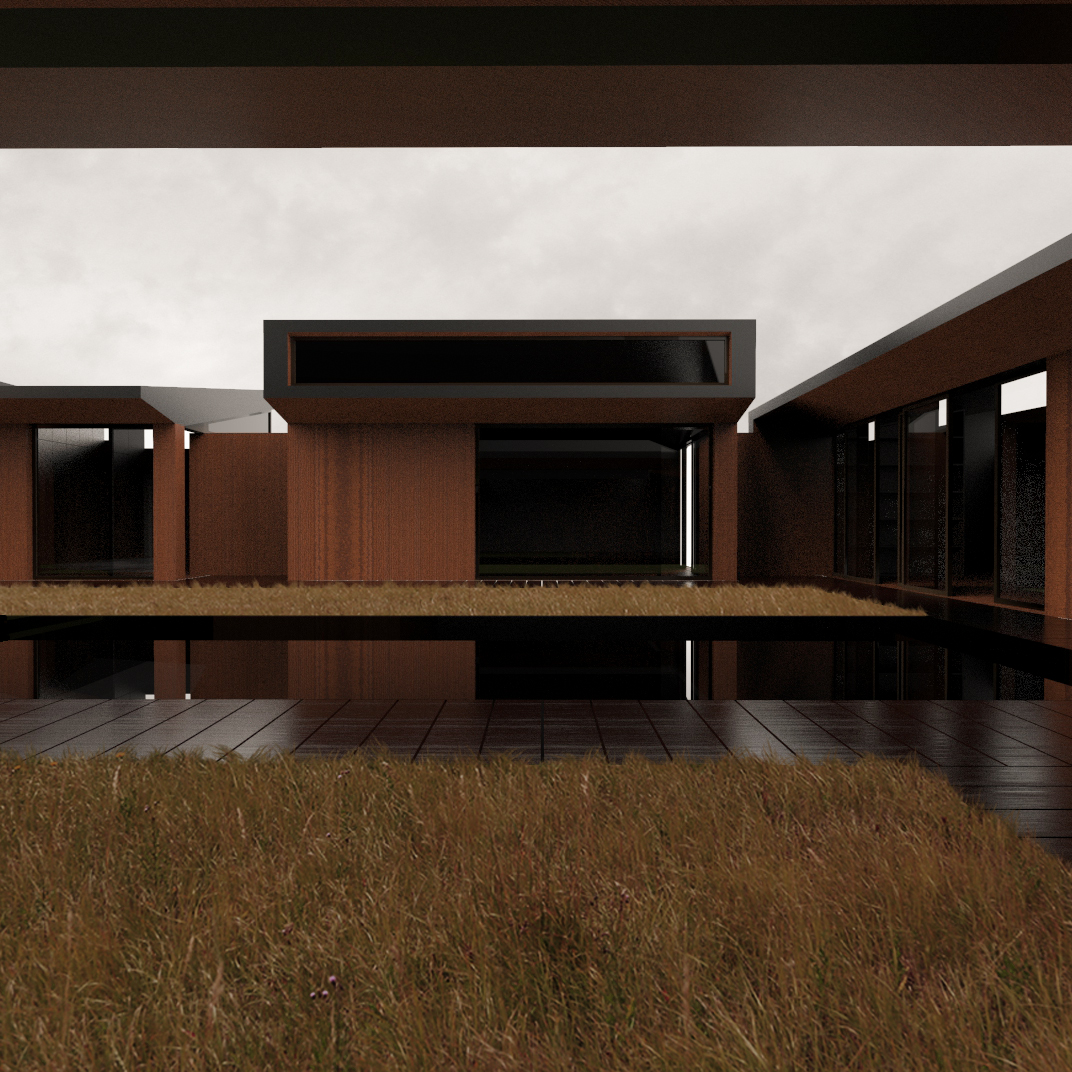 Casa modular propuesta por Recon Arquitetura en torno al patio como unidad esencial de la organización
